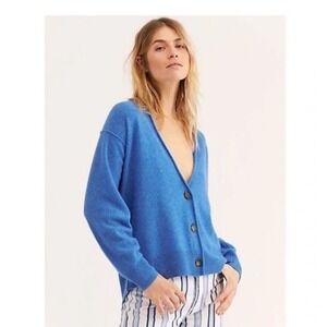 free people School Boy‎ Cashmere Cardi Size Medium Blue